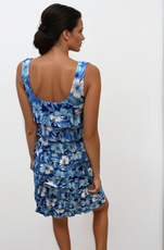 041- Tango Mango Shades of Blue Flower Ruffle Dress