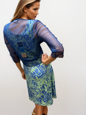 041- Tango Mango Mint and Blue Fern Dress