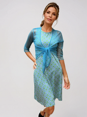 041- Tango Mango Lime and Turquoise Sleeveless Dress