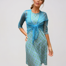 041- Tango Mango Periwinkle and Hot Pink Sleeveless Dress