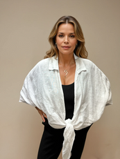 063- Bella Amore Linen Tie Top - White