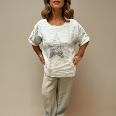 063- Bella Amore Wide Leg Linen Pants - Beige