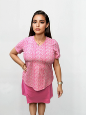 001- LuLu B Hot Pink Zig Zag Short Sleeve Top