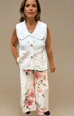 063- Bella Amore Sleeveless Big Collar Top - White