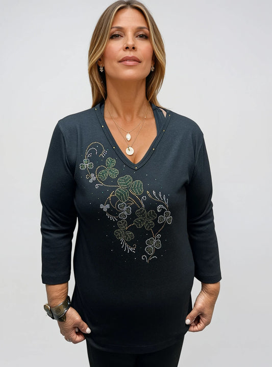 051- Marcel Fashions St Pat. Clover with Branch Crystal Top