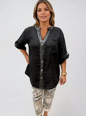 063- Bella Amore Black Big Shirt with Sequins