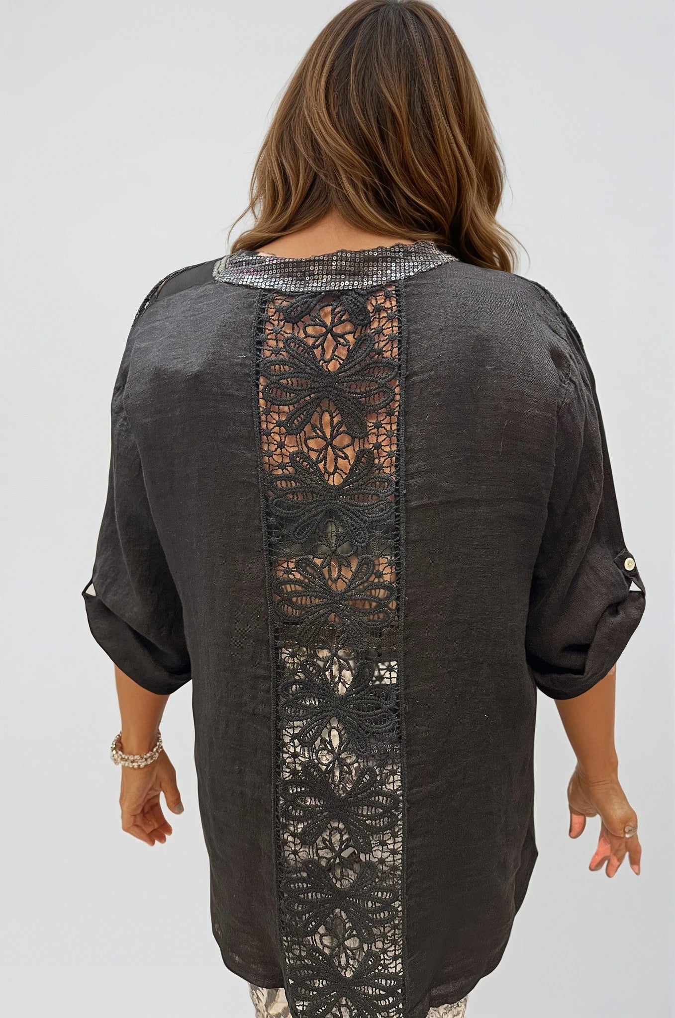 063- Bella Amore Black Big Shirt with Sequins