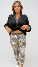 063- Bella Amore Beige Big Shirt with Sequins