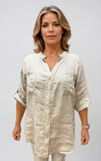 063- Bella Amore Beige Big Shirt with Sequins