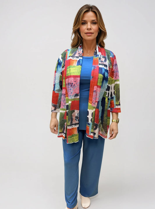 007- Creation Bright Print Mesh Kimono