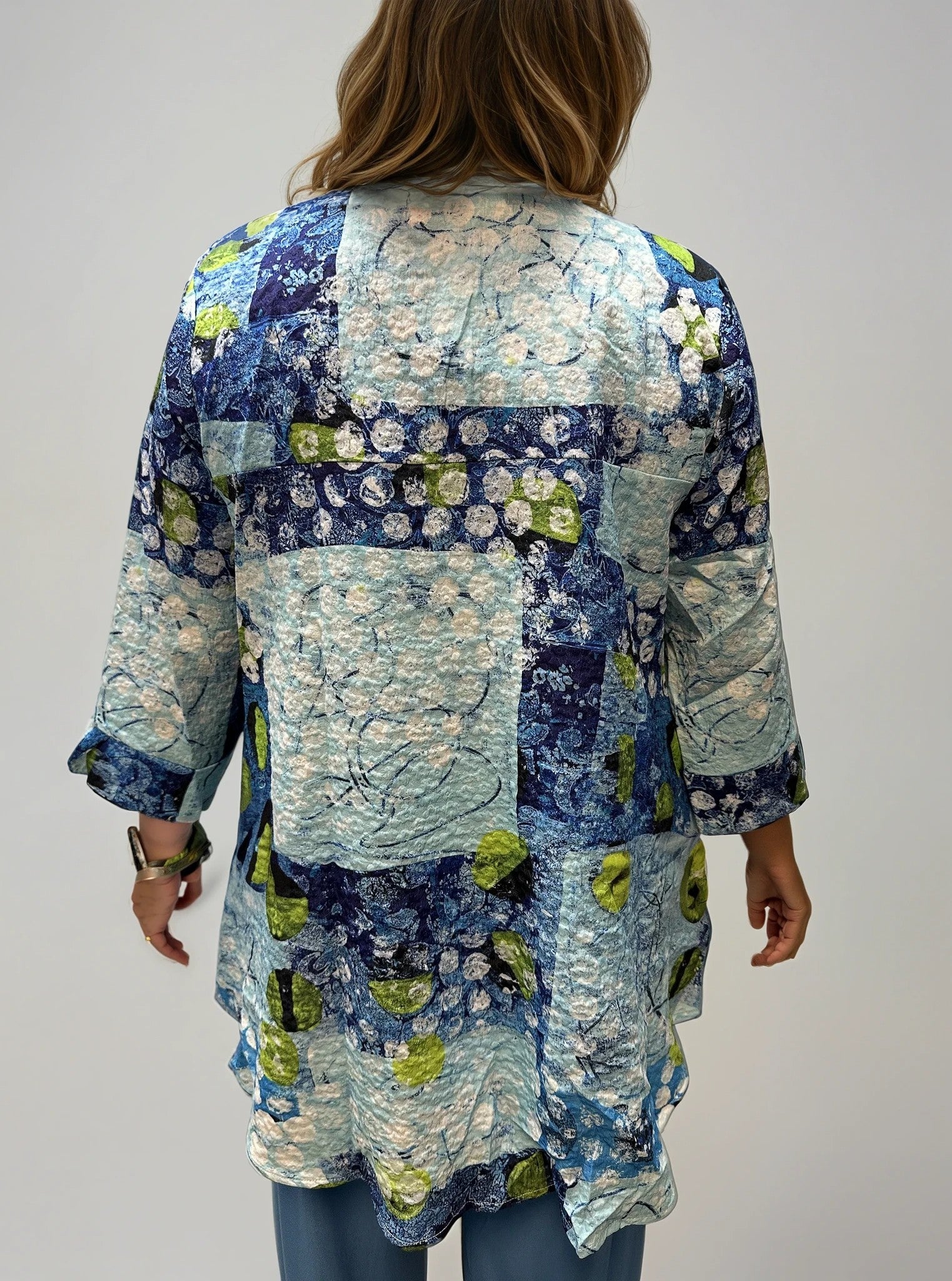 007- Creation Blue and Turquoise Ruffle Collar Jacket