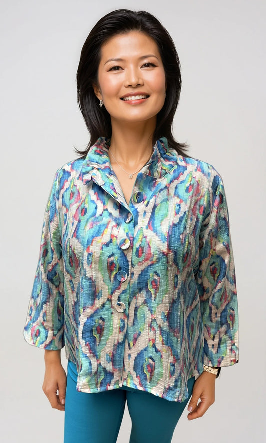 011- Ethyl Pastel Multi Color Wire Collar Top