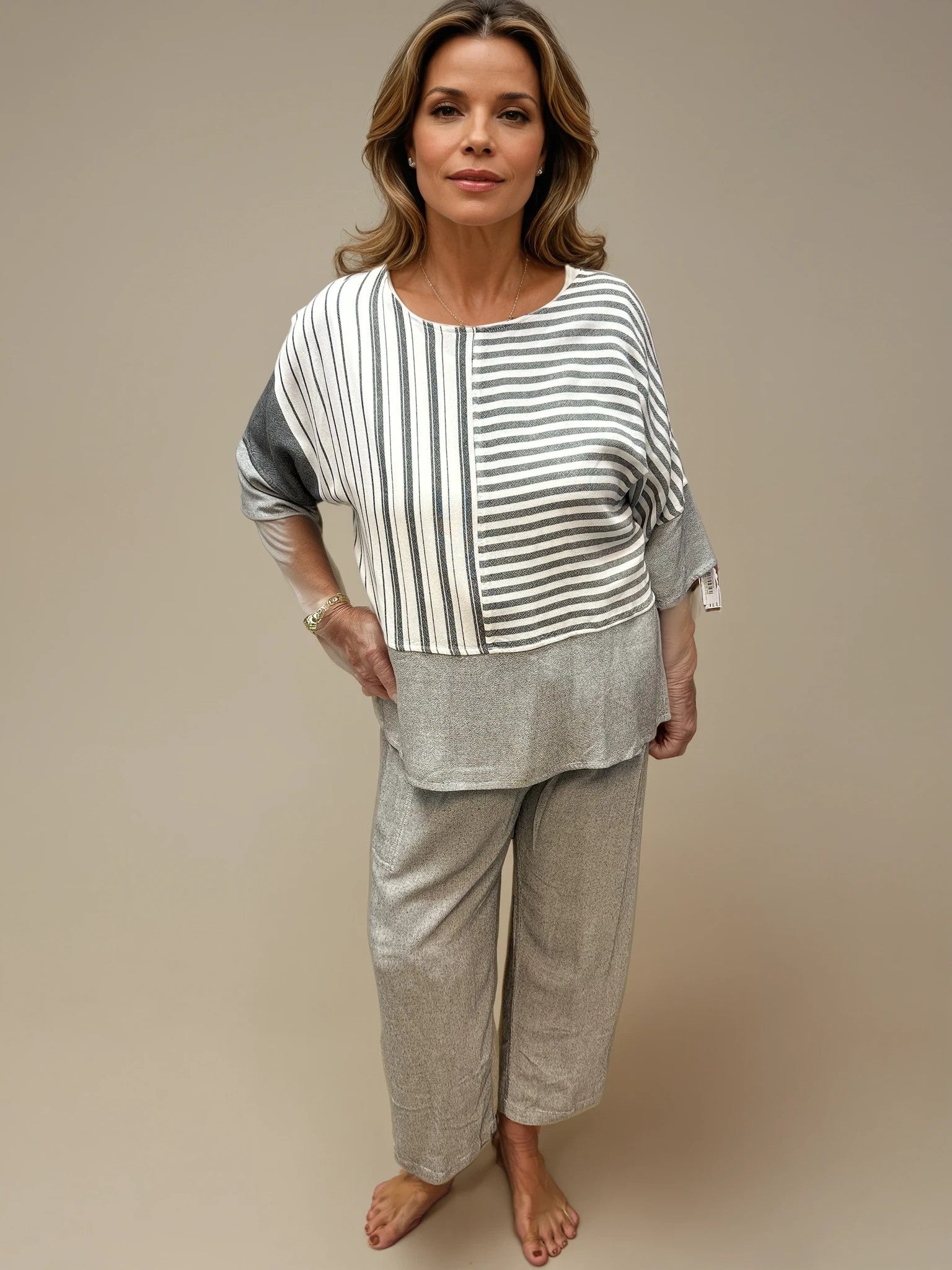 015- Dairi Stripe and Solid Combo Top