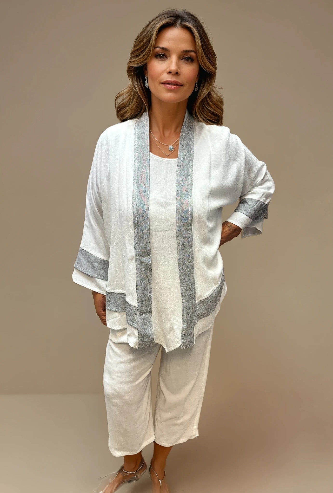 015- Dairi White with Grey Trip Short Jacket