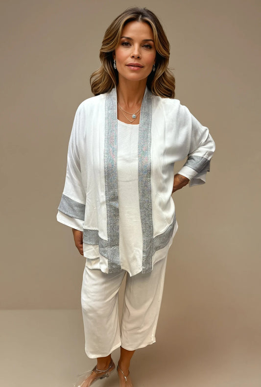 015- Dairi White with Grey Trip Short Jacket