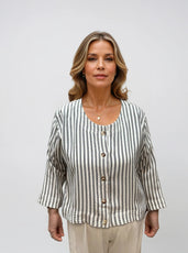 015- Diari Silver Stripe Textured Front Pocket Top