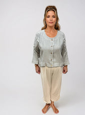 015- Diari Silver Stripe Textured Front Pocket Top