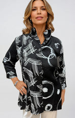 007- Creations Black and White Pattern Wire Collar Top
