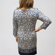 041- Tango Mango White with Navy 3/4 Sleeve Dress