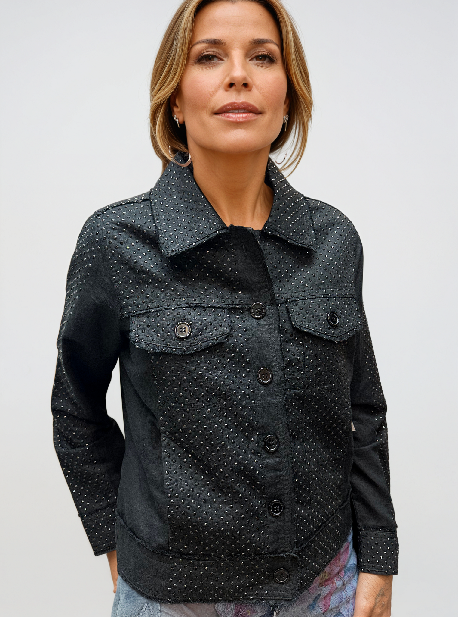 041- Tango Mango Black Sparkle Stud Jacket