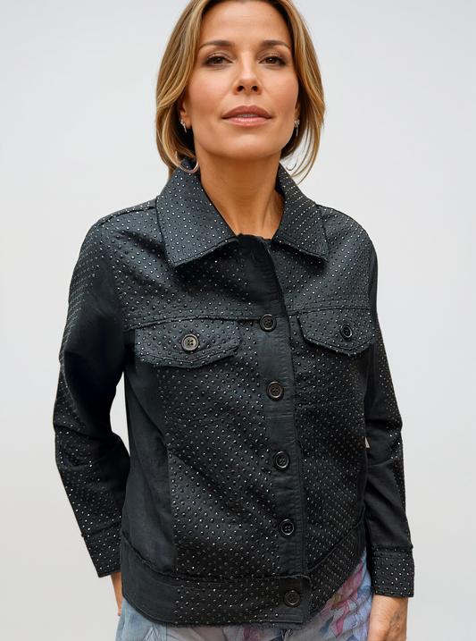 041- Tango Mango Black Sparkle Stud Jacket
