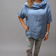 063- Bella Amore Blue with Blue Flower Stretch Pants