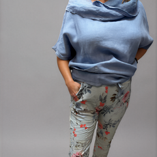 063- Bella Amore Blue with Blue Flower Stretch Pants
