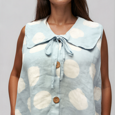 063- Bella Amore Polka Dot Sleeveless Top- Blue
