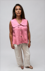 063- Bella Amore Sleeveless Big Collar Top- Pink