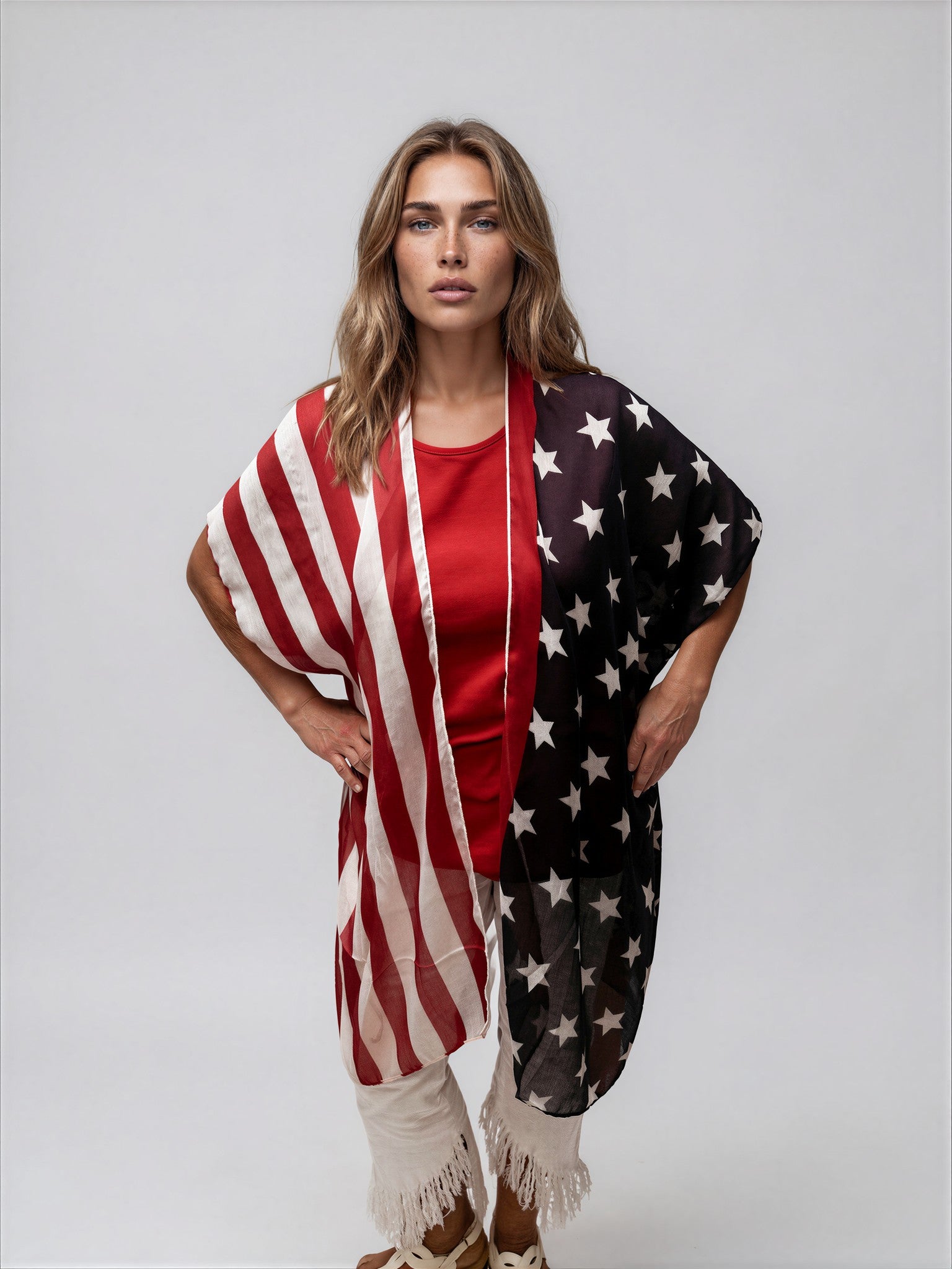000- Atu Stars and Stripes Shear Poncho