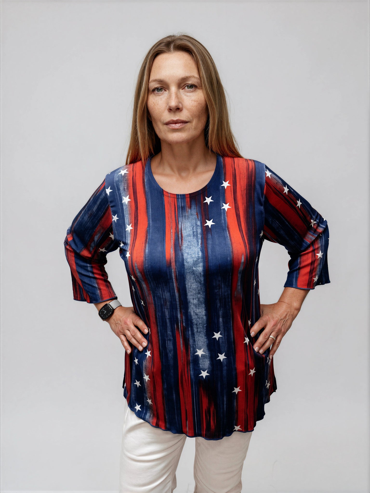 000- Atu Stars and Stripes 3/4 Sleeve Top