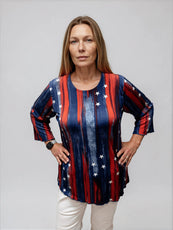 000- Atu Stars and Stripes 3/4 Sleeve Top