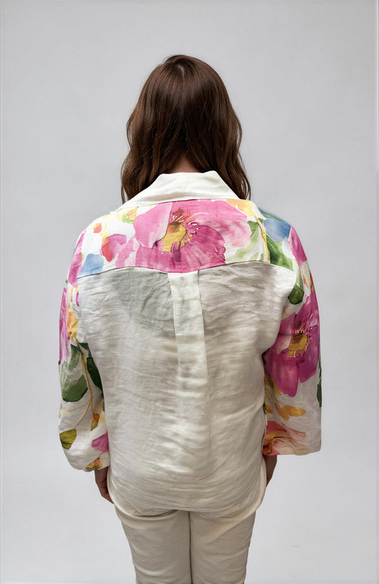 063- Bella Amore White Floral Tie Front Top