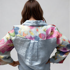 063- Bella Amore Blue Floral Tie Front Top