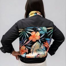 041- Tango Mango Black Linen and Tropical Jacket