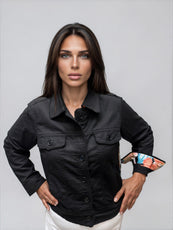041- Tango Mango Black Linen and Tropical Jacket
