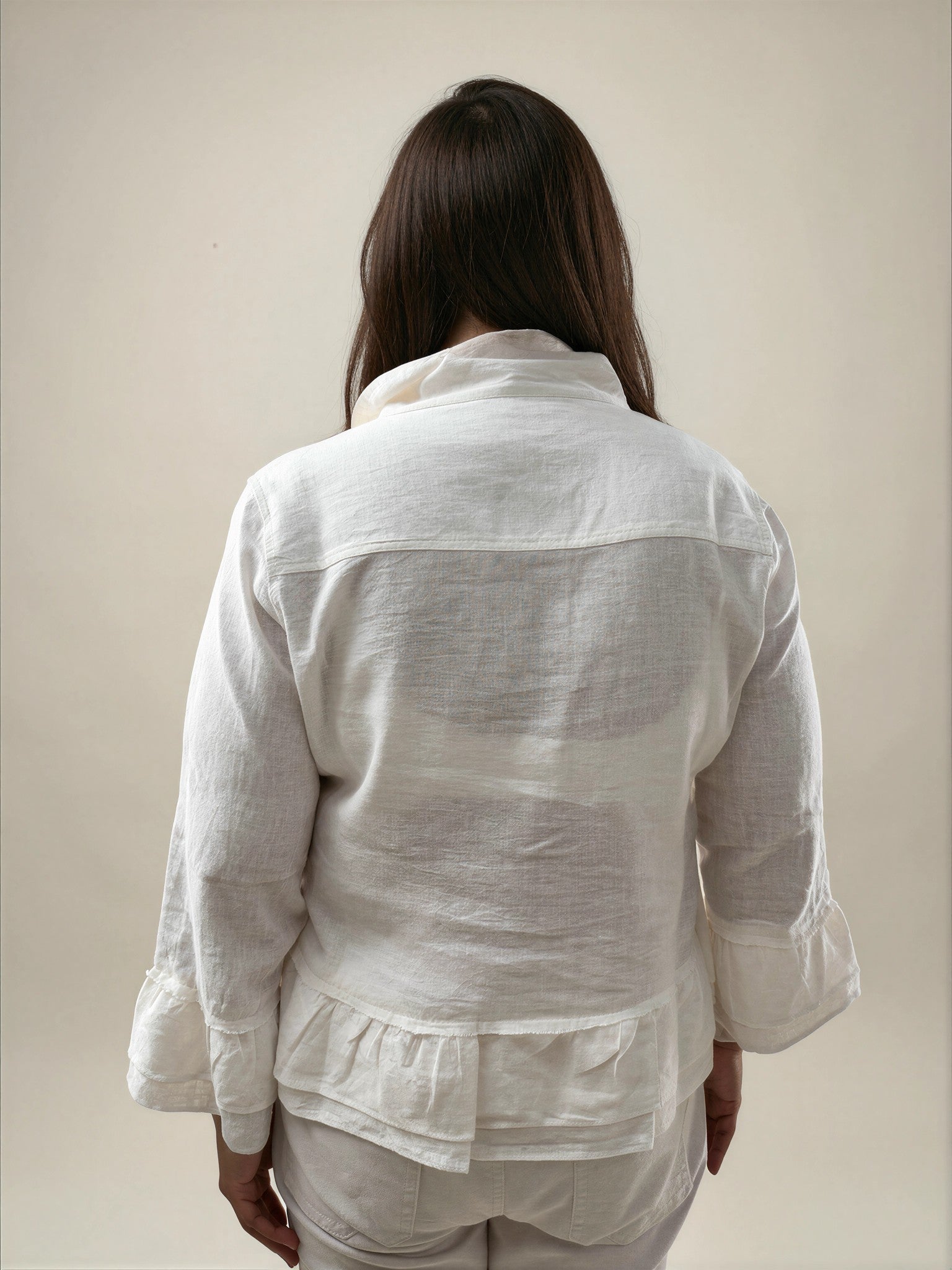 041- Tango Mango White Peplum Short Jacket