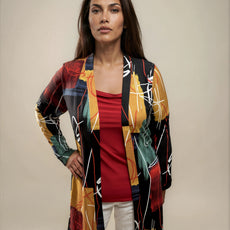 000- Atu Black Scribble Long Jacket