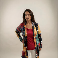 000- Atu Black Scribble Long Jacket