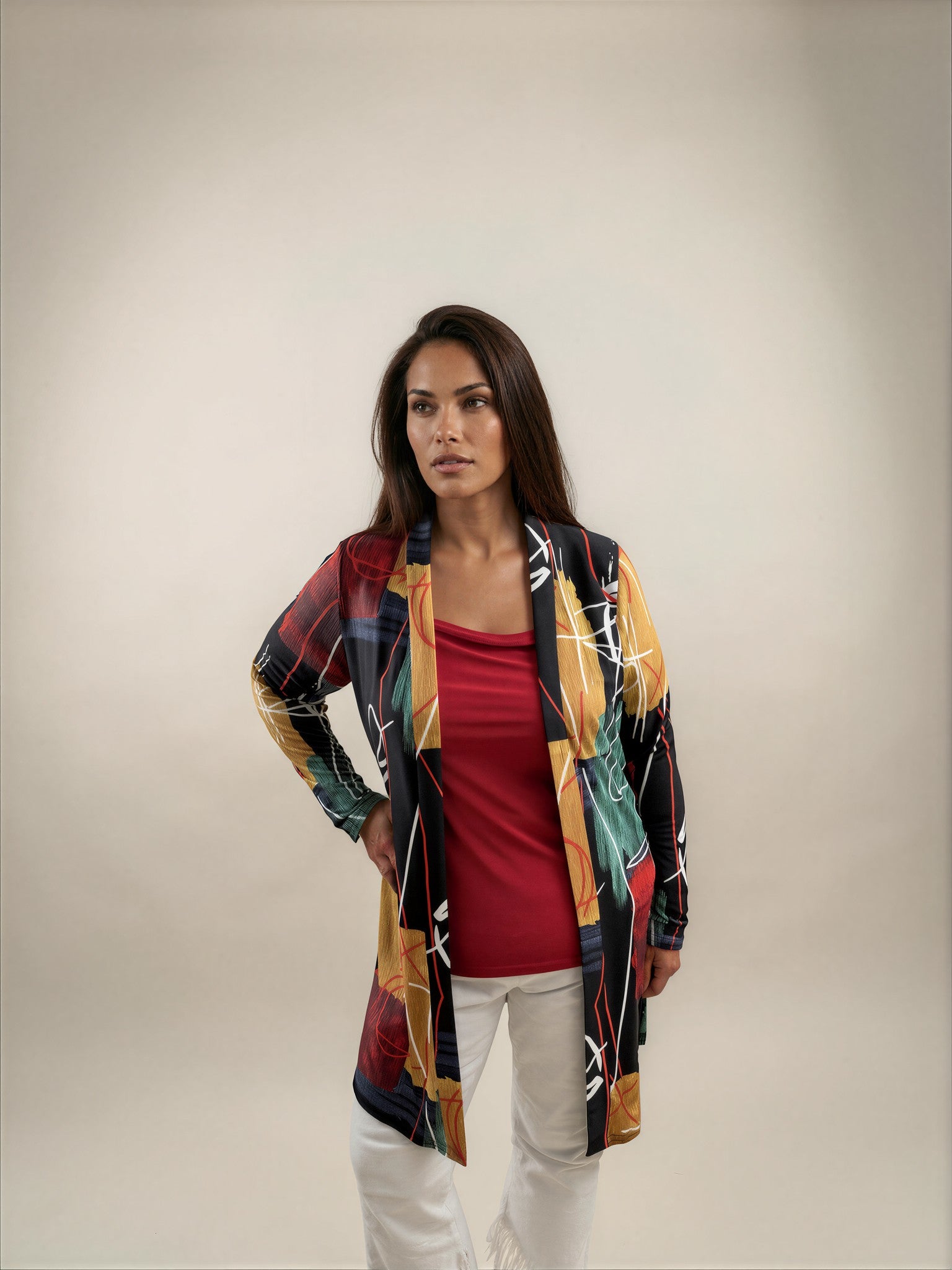 000- Atu Black Scribble Long Jacket