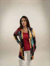 000- Atu Black Scribble Long Jacket