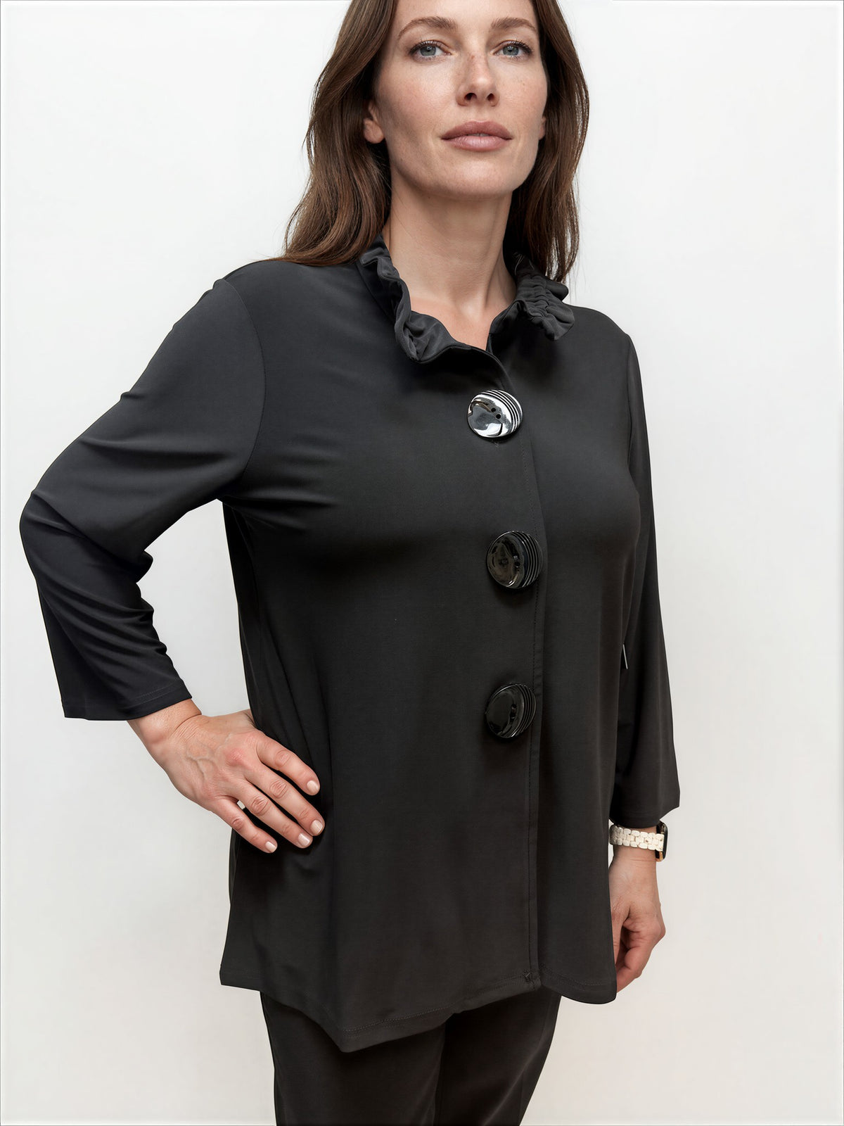041- Tango Mango Black 3 Button Jacket