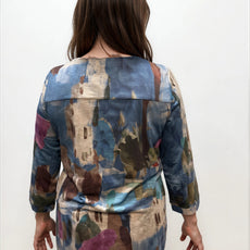 041- Tango Mango Brown and Turquoise High Low Top