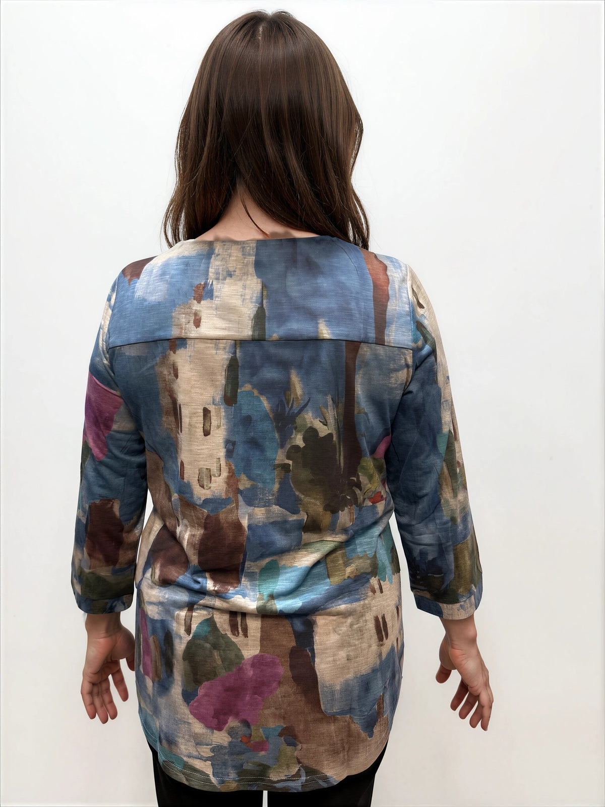 041- Tango Mango Brown and Turquoise High Low Top