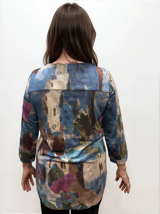 041- Tango Mango Brown and Turquoise High Low Top