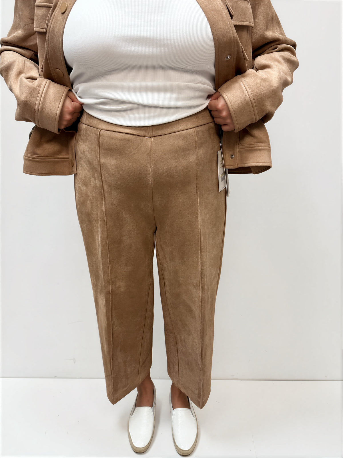 069- Zac and Rachel Faux Suede Cognac Crop Jacket