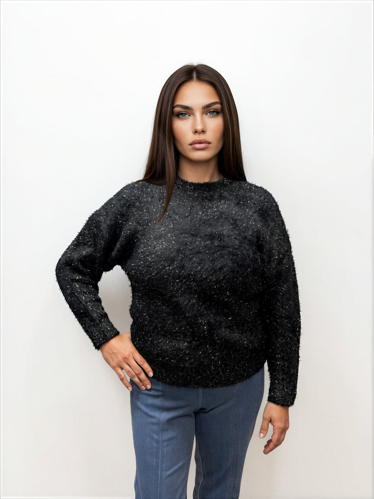 009- Nicole Miller Black and Gold Lurex Fuzzy Sweater