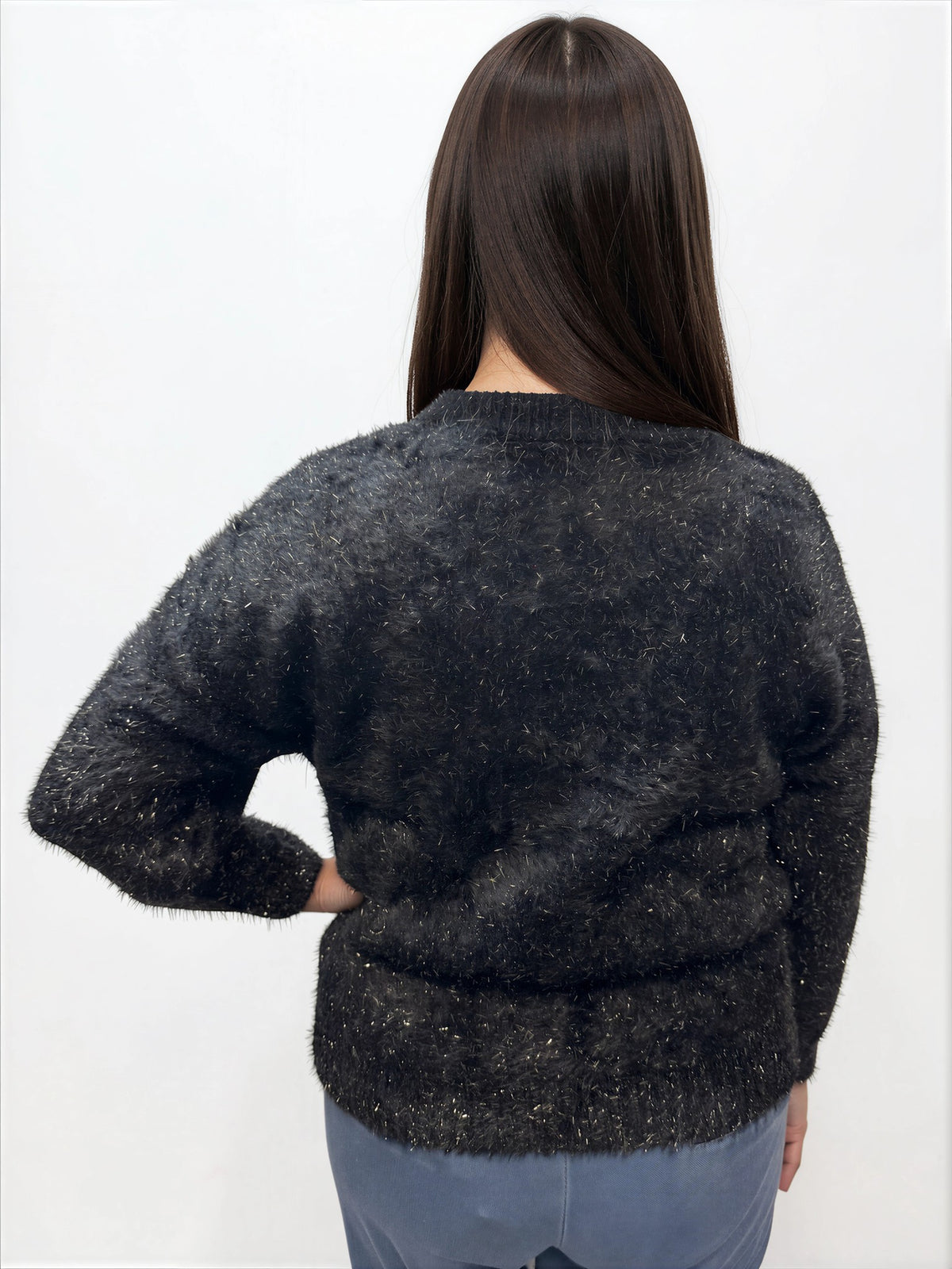 009- Nicole Miller Black and Gold Lurex Fuzzy Sweater