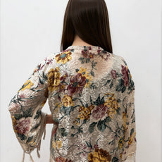 005- Aris A Ivory Floral Beaded Kimono