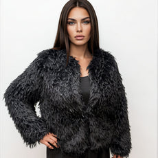028- Nanette Lepore Shaggy Fur Jacket - Black